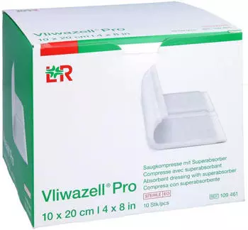 Lohmann & Rauscher Vliwazell Pro superabsorb.Kompr.steril 10x20 cm (10 Stk.)