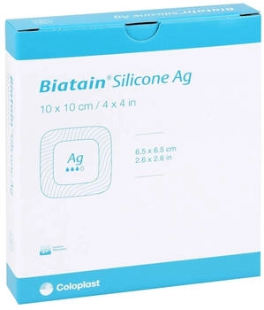 ToRa Biatain Silicone Ag Schaumverband 10 x 10 (5 Stk.)