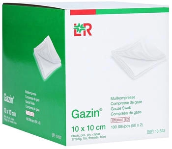 ToRa Gazin Mullkomp.10 x 10 cm steril 8fach (100 Stk.)