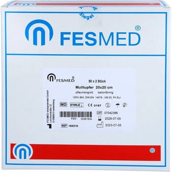Fesmed Mulltupfer 20x20cm pflaumengroß ballonf.steril (50x2 Stk.)