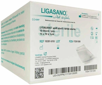 Ligamed Ligasano wei&szlig; Verband 1x10x15 cm steril (10 Stk.)