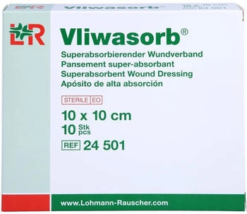 +Prisoma Vliwasorb superabsorb.Saugkomp.steril 10x10 cm 10 St