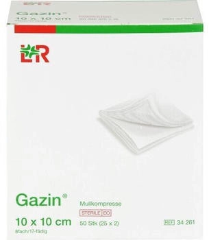ToRa Gazin Mullkomp.10x10 cm steril 8fach 25X2 St