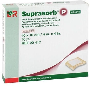 Eurim-Pharm Suprasorb P PU-Schaumv.selbstklebend 10x10 cm 10 St