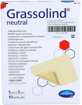 Eurim-Pharm Grassolind Salbenkompressen 5x5 cm steril 10 St