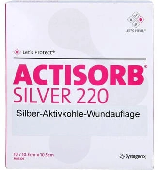 ACA Müller Actisorb 220 Silver 10,5x10,5 cm steril Kompressen 10 St