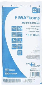 Fink & Walter GmbH Fiwakomp Mullkomp.10 x 10 cm steril 12fach (20 Stk.)