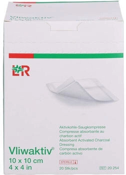B2B Medical Vliwaktiv Aktivkohle-Saugkomp.steril 10x10 cm 20 St