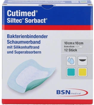 Avitamed Cutimed Siltec Sorbact PU-Verband 10x10 cm (12 Stk.)