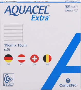 Eurim-Pharm Aquacel Extra 15x15 cm Kompressen (5 Stk.)