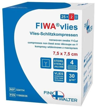 Fink & Walter GmbH Vlies-Schlitzkompressen 7,5x7,5 cm steril 4fach (25x2 Stk.)