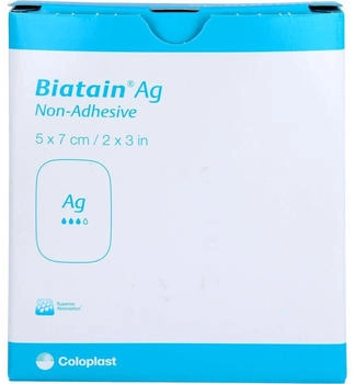 Kohlpharma Biatain Ag Schaumverband 5x7 cm nicht haftend (5 Stk.)