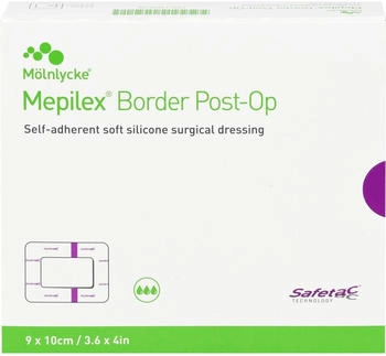 Mölnlycke Mepilex Border Post-OP Verband haftend 9x10 cm 10 St
