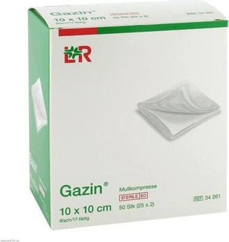 LR Gazin Kompressen steril 10 x 10 cm 8-fach 25 x 2 Stück