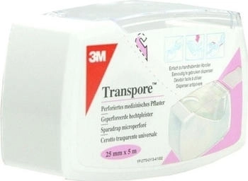 3M Transpore Fixierpflaster 2,5 cm x 5 m 1Rolle auf Abroller