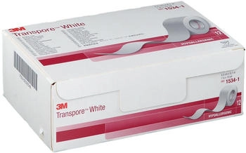 3M Transpore White Fixierpflaster 2,5cm x 9,1m 12 Rollen