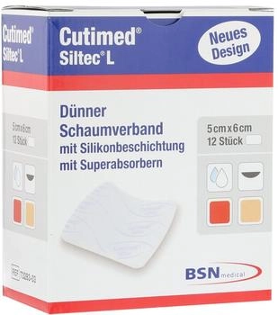 BSN Cutimed Siltec L Schaumverband 6 x 5 cm 12 Stück