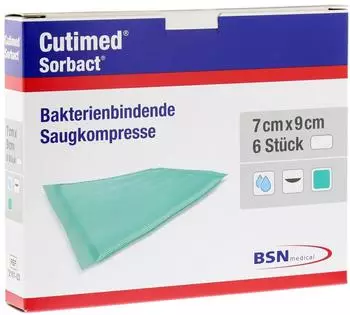 BSN Cutimed Sorbact steril Saugkompressen 7 x 9 cm 6 Stück