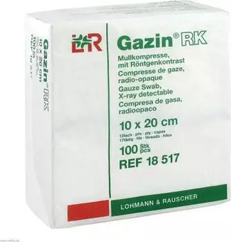 LR Gazin Kompressen unsteril 20 x 10 cm 12-fach mRK 100 Stück