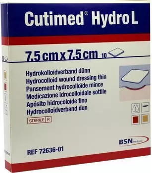 BSN Cutimed Hydro L dünn 7,5 x 7,5 cm 10 Stück