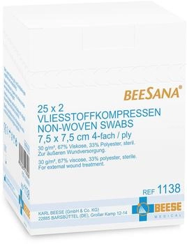 Meditrade Beesana Vlieskompresse 4-fach steril 7,5x7,5 cm 25x2 Stück