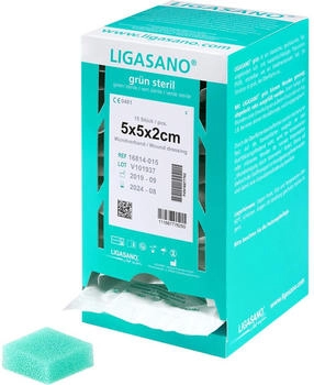 Ligamed Ligasano gr&uuml;n steril 2x5x5 cm Spenderbox 15 St