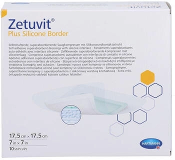 ToRa Zetuvit Plus Silicone Border steril 17,5x17,5 cm 10 St