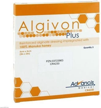 Advancis Medical Algivon Plus Honigalginat Wundauflage 5x5 cm 5 St
