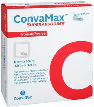 Docpharm CONVAMAX Superabsorber nicht adhäsiv 10x10 cm 10 Stück