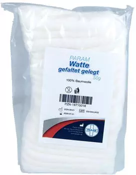 PARAM Watte Gefaltet gelegt 100% Baumwolle 50 g