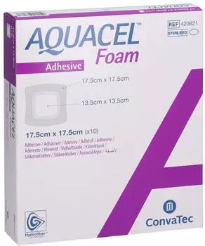 Docpharm AQUACEL Foam adh&auml;siv 17,5x17,5 cm Verband 10 St&uuml;ck
