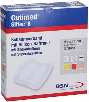 Avitamed CUTIMED Siltec B Schaumverb.15x15 cm m.Haftr. 12 St&uuml;ck