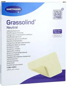 Adequapharm GRASSOLIND Salbenkompressen 10x10 cm steril 10 St&uuml;ck