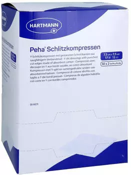 Docpharm PEHA SCHLITZKOMPRESSEN 7,5x7,5 cm steril 50X2 St&uuml;ck