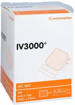Docpharm OPSITE IV 3000 6x7 cm transp.Kan&uuml;lenfixier. 100 St&uuml;ck