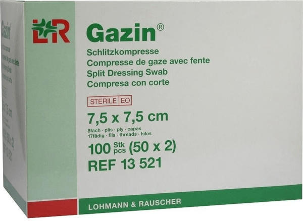 Lohmann & Rauscher Gazin Schlitzkompressen 7,5 x 7,5 cm 8-fach Steril (50 x 2 Stk.)