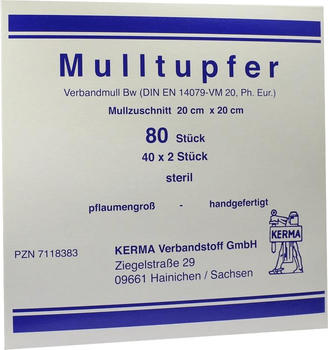 Kerma Mulltupfer 20 x 20 cm Pflaumengross Steril (40 x 2 Stk.)