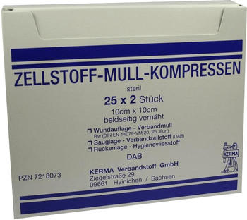 Kerma Zellstoff Mullkompressen 10 x 10 cm Steril (25 x 2 Stk.)