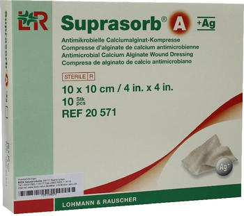 Bios Naturprodukte Suprasorb A+Ag Antimik.Cal.Alginat Kompresse 10 x 10 cm (10 Stk.)