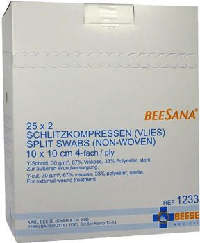 Beese Medical Schlitzkompressen Vlies 10x10cm 4fach st.1233 (25 x 2 Stk.)