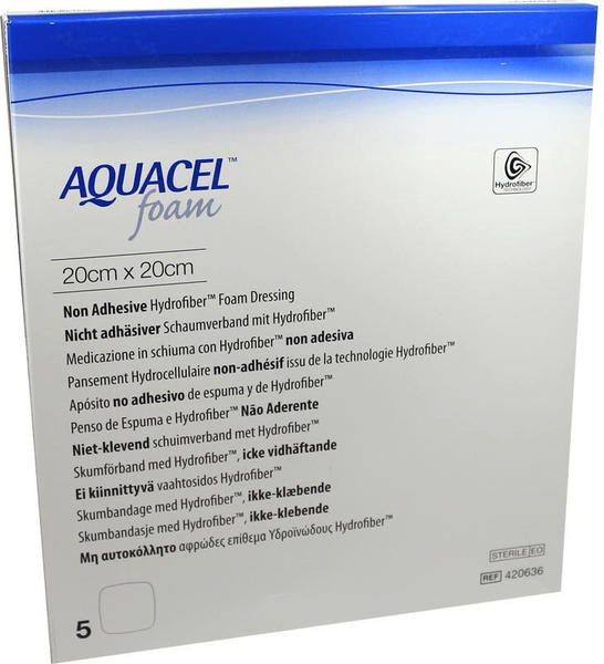ConvaTec Aquacel Foam N/adh 20x20 cm Verband (5 Stk.)