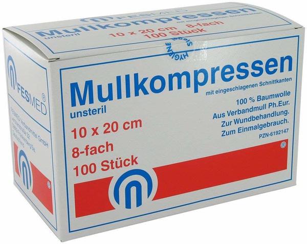 Fesmed Mullkompressen Es 10 x 20 cm 8-Fach unsteril (100 Stk.)