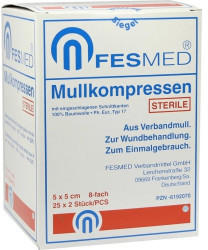 Fesmed Mullkompressen Es 5 x 5 cm 8-Fach steril (25 x 2 Stk.)