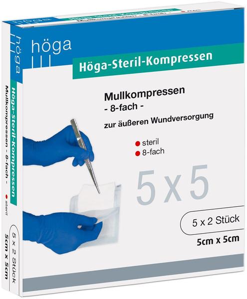 Höga Steril Kompressen 5 x 5 cm 8-fach (5 x 2 Stk.)