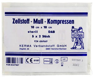 Kerma Zellstoff Mullkompressen 10 x 10 cm Steril (5 x 2 Stk.)
