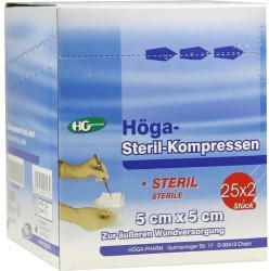 Höga Steril Kompressen 5 x 5 cm 8-fach (25 x 2 Stk.)
