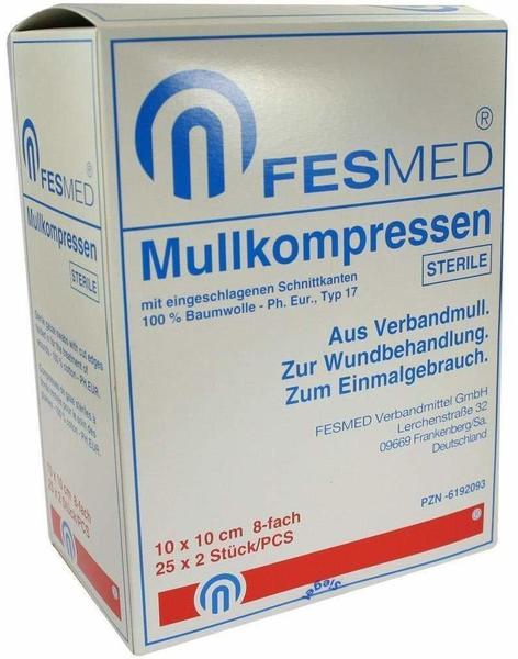 Fesmed Mullkompressen Es 10 x 10 cm 8-Fach steril (25 x 2 Stk.)