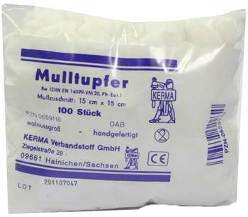 Kerma Mulltupfer 15 x 15 cm Walnussgross Unsteril (100 Stk.)