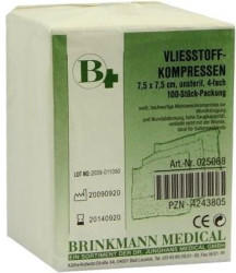 Dr. Junghans Medical Brinkmann Vliesstoff Kompressen 7,5 x 7,5 cm 4-fach Unsteril (100 Stk.)