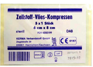 Kerma Zellstoff Vlies Kompressen 6 x 8 cm Steril (5 x 1 Stk.)